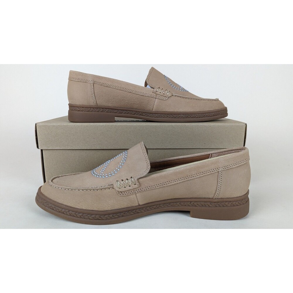 Lucky Brand Redmy Loafers Flats Womens 6 M Tan Leather Studded Peace Shoes NWB